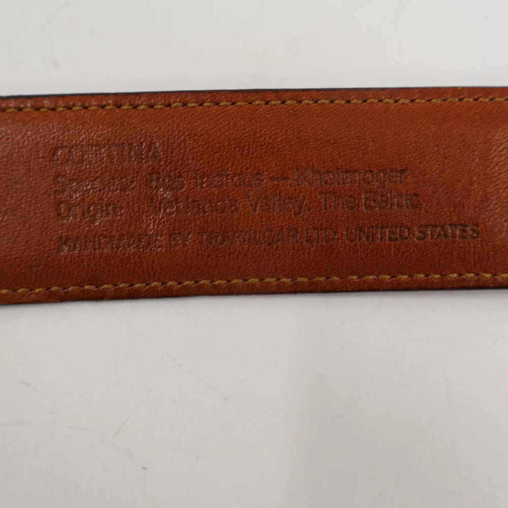 Trafalgar Cortina Belt Mens 42 Burgundy Handmade Leather Brass Buckle USA